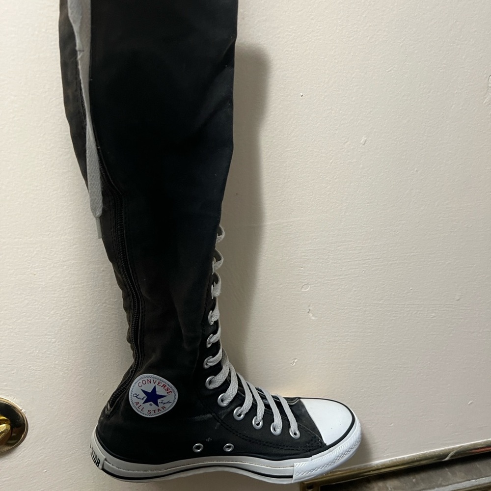 Converse Black Knee-High Sneakers with White Laces - Picture 4 of 10